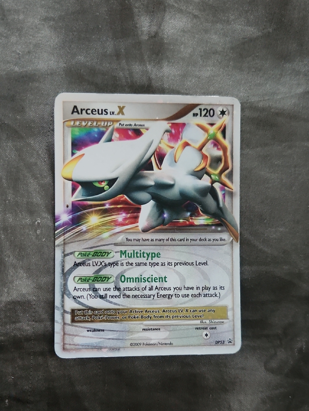 Pokemon Arceus LV.X Holographic Card - White, Gold, Green, Red, Purple